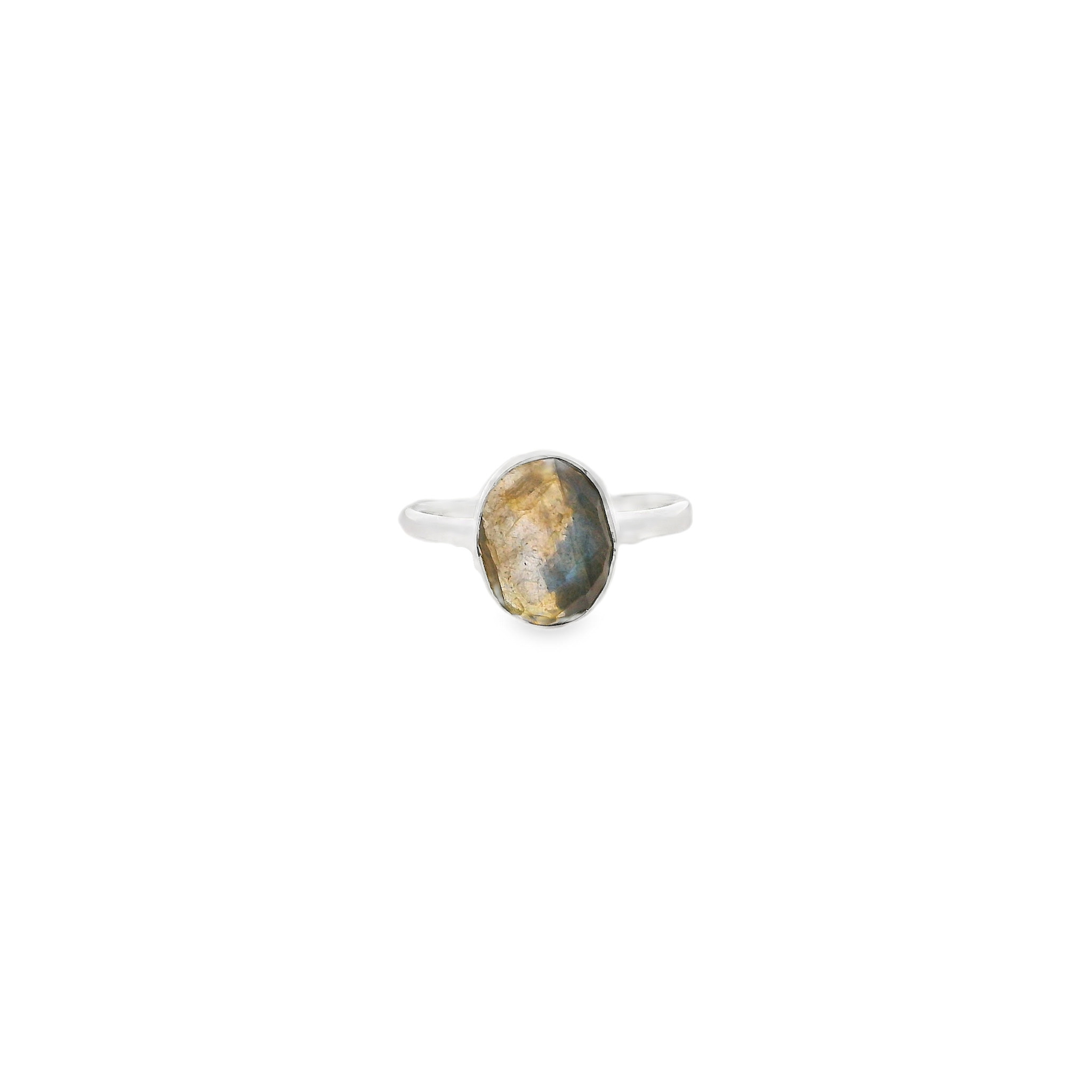 SS 7x9mm Oval Labradorite Ring Size 7 - Gold Creations