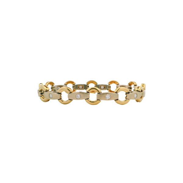 14K Yellow & White Gold Estate .75ct Diamond Link Bracelet 7.25"