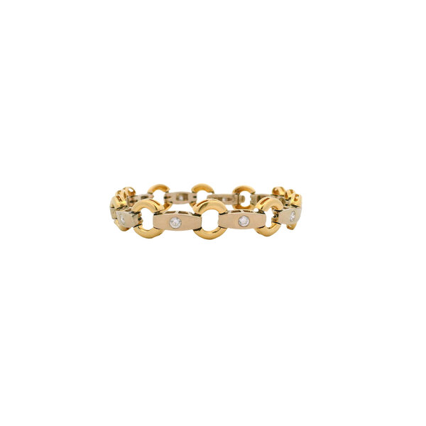 14K Yellow & White Gold Estate .75ct Diamond Link Bracelet 7.25"