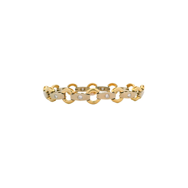 14K Yellow & White Gold Estate .75ct Diamond Link Bracelet 7.25"