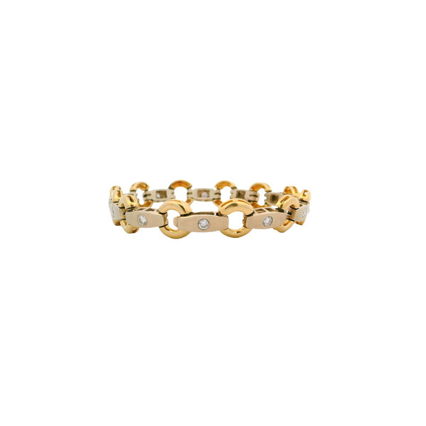 14K Yellow & White Gold Estate .75ct Diamond Link Bracelet 7.25"