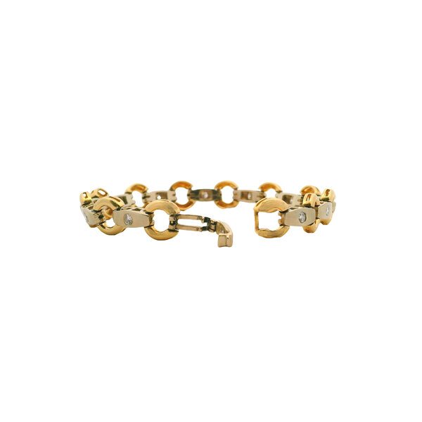 14K Yellow & White Gold Estate .75ct Diamond Link Bracelet 7.25"