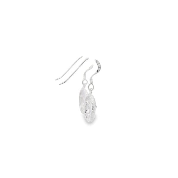 Sterling Silver Diamond Cut Matte Sand Dollar Dangle Earrings