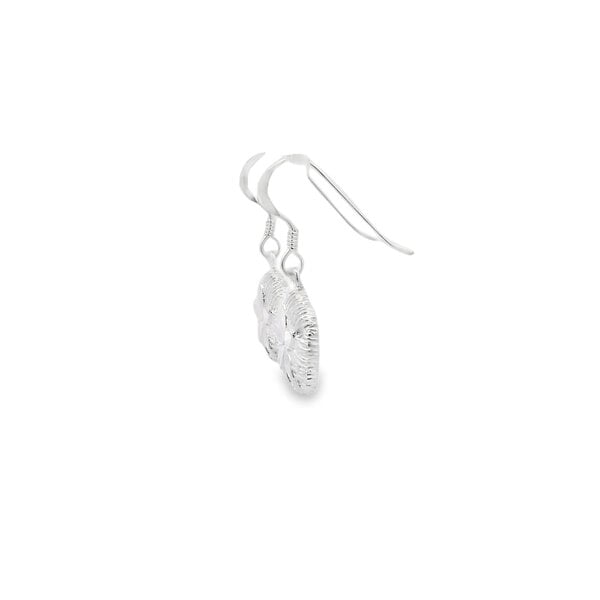 Sterling Silver Diamond Cut Matte Sand Dollar Dangle Earrings