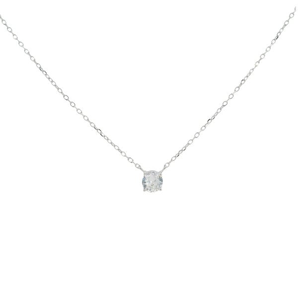 Sterling Silver 5mm Cubic Zirconia Split Chain 16/18" Adjustable Necklace
