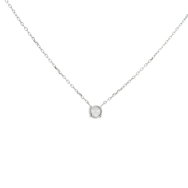 Sterling Silver 5mm Cubic Zirconia Split Chain 16/18" Adjustable Necklace