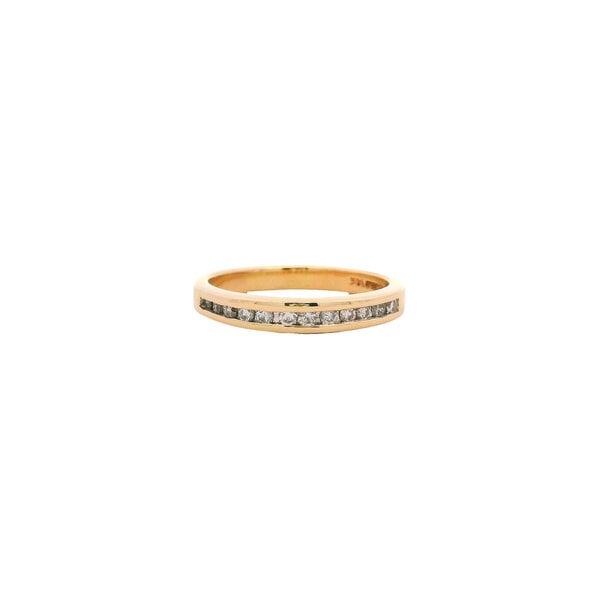 14K Yellow Gold Estate .15ct Diamond 3mm Channel Band Size 8