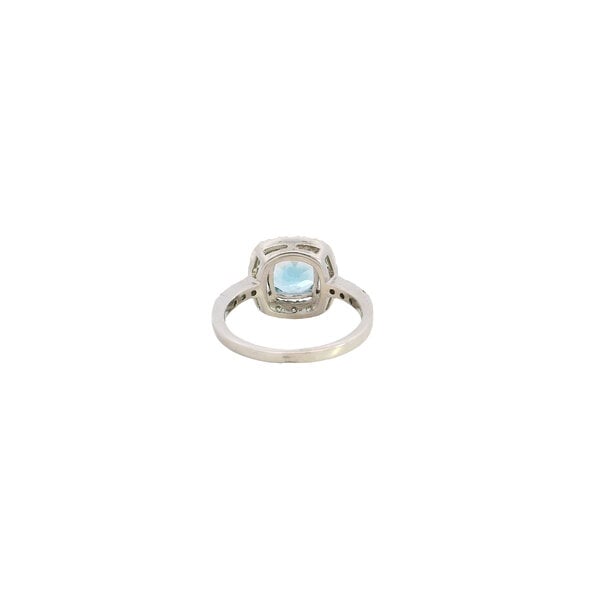 14K White Gold 1.59ct Round Aqua .50ct Diamond Ring Size 6.5