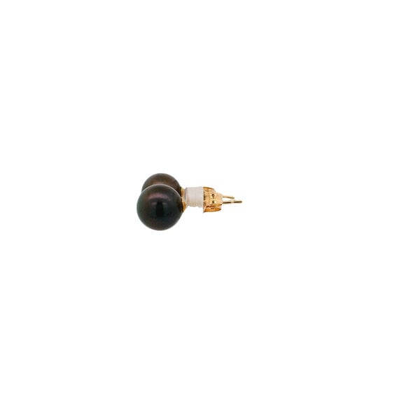 14K Yellow Gold 7-7.5mm Black Freshwater Pearl Post Earrings