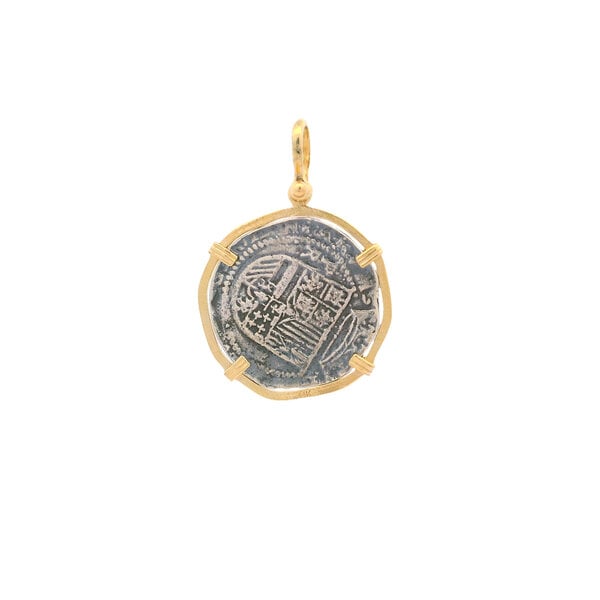 14K Yellow Gold Sterling Silver Replica Atocha 1533-GS