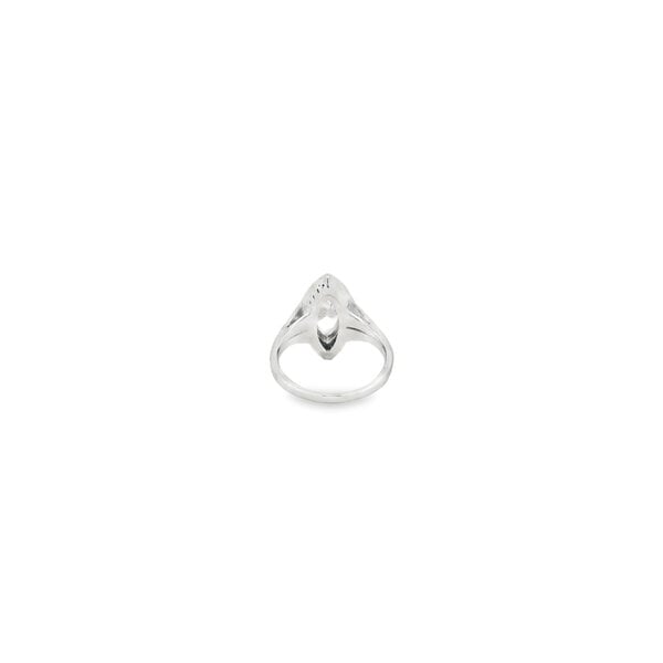 14K White Gold 1.14ct Marquise Lab Diamond 1.65ct Sapphire Art Deco Inspired Ring Sz 6.5