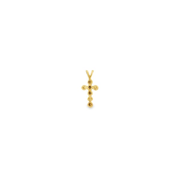 14K Yellow Gold Estate .05ct Diamond Cross Pendant 15x7mm