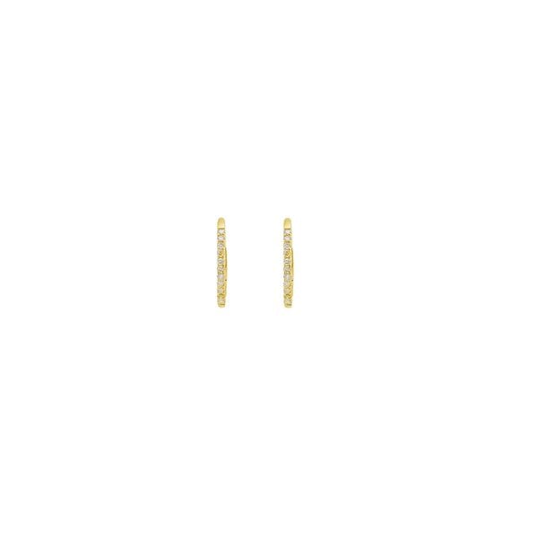 14K Yellow Gold .15ct Diamond Inside Out Huggie Hoops 1x12mm
