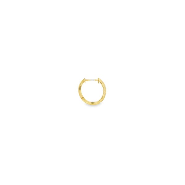 14K Yellow Gold .15ct Diamond Inside Out Huggie Hoops 1x12mm