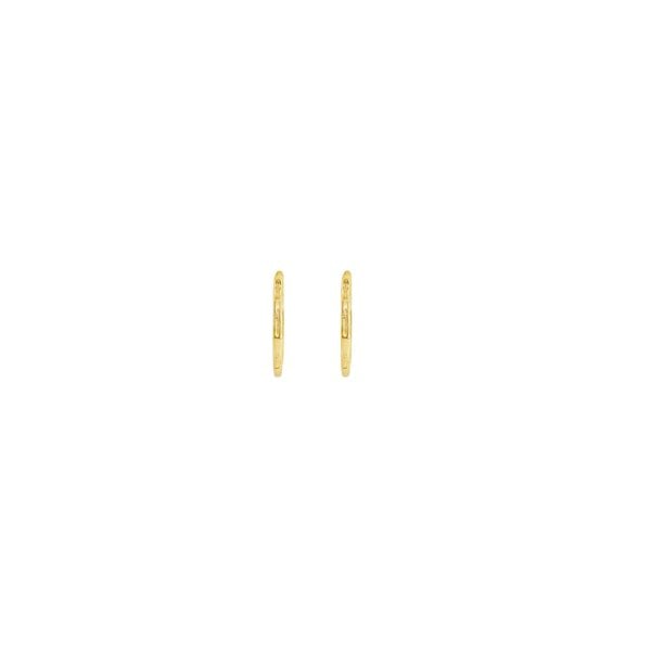 14K Yellow Gold .15ct Diamond Inside Out Huggie Hoops 1x12mm