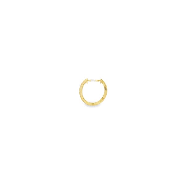 14K Yellow Gold .15ct Diamond Inside Out Huggie Hoops 1x12mm