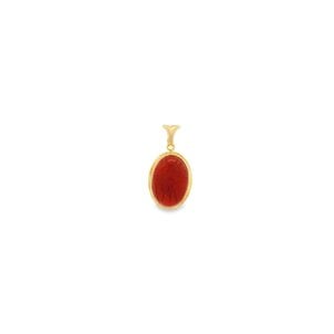 14KY 1970's Carnelian Scarab Pendant 23x12mm