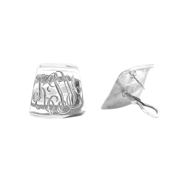 Sterling Silver Medium Slide Omega Earring with Hand Engraving