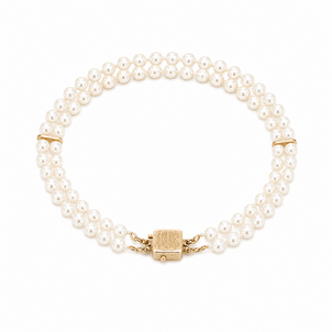 14K Yellow Gold GC Pearl Wedding Bracelet 7"