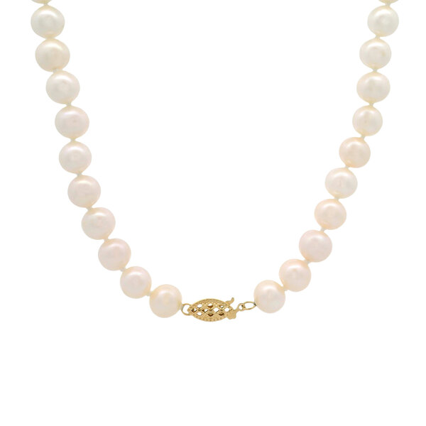 14K Yellow Gold  7.5-8mm Freshwater Pearl Necklace Strand 18"