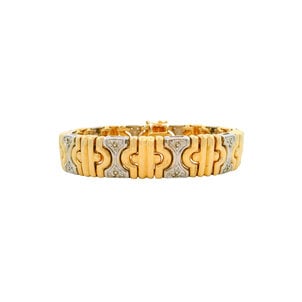 14KYW 1980's .75ct Dia Turkish Link Bracelet 7.25"