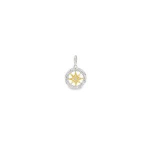 14K Yellow & White Gold Diamond Small Compass RosePendant