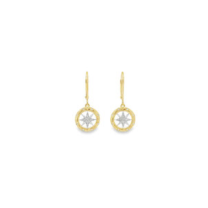 14KYW .06ct Diamond Compass Dangle Earrings