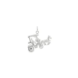 SS XL Horse & Carriage w Moving Wheels Charm 30x16mm