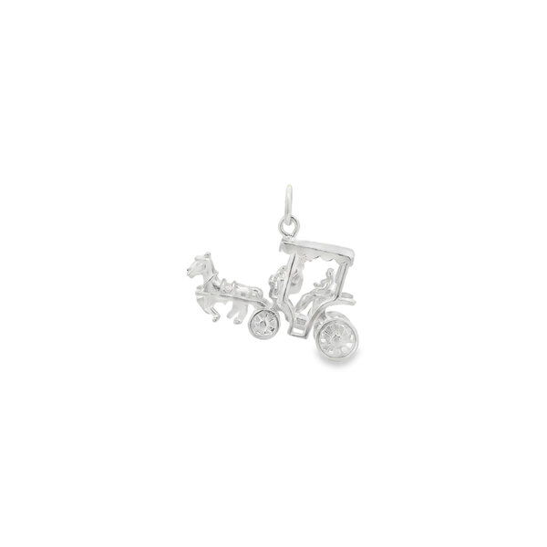 Sterling Silver Horse & Carriage with Moving Wheels Charm 30x16mm