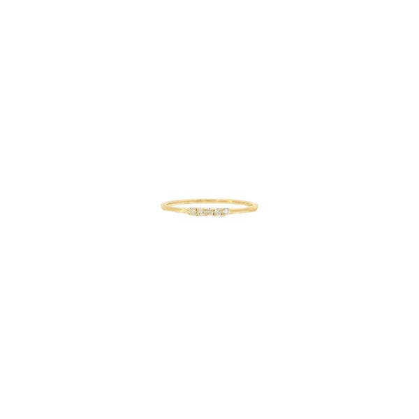 10K Yellow Gold .08ct Diamond 5 Stone Thin Stackable Band Size 7