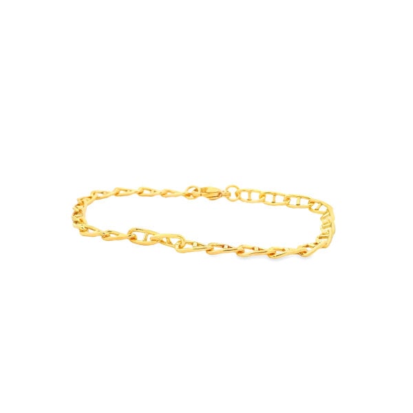 Gold Filled 3.8mm Polished Anchor Chain Link Bracelet 7"