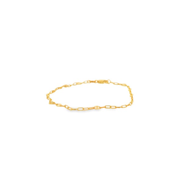 Gold Filled 2.5mm Paperclip Starburst Mirror Link Bracelet 7"