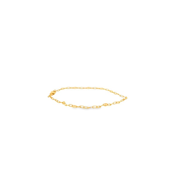 Gold Filled 2.5mm Paperclip Starburst Mirror Link Bracelet 7"