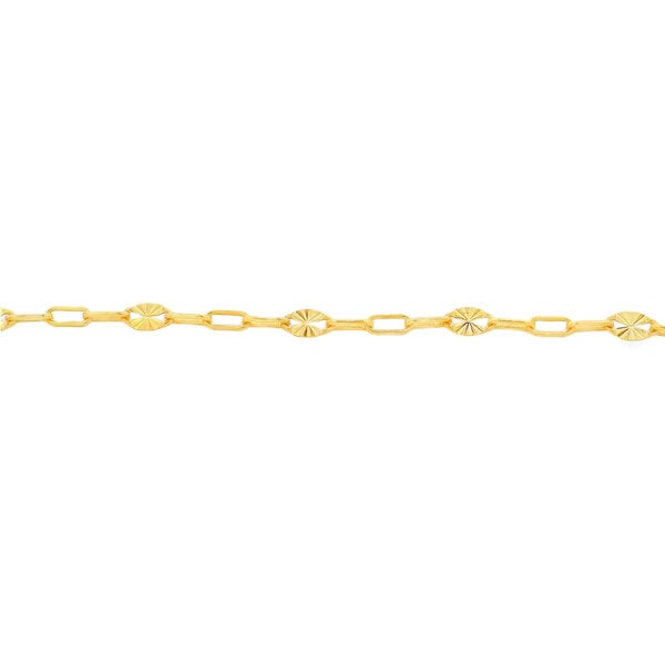 Gold Filled 2.5mm Paperclip Starburst Mirror Link Bracelet 7"