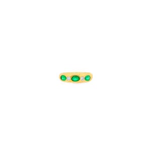 14KY Estate .55ct Emerald .10ct Dia Gypsy Set Band Sz 6