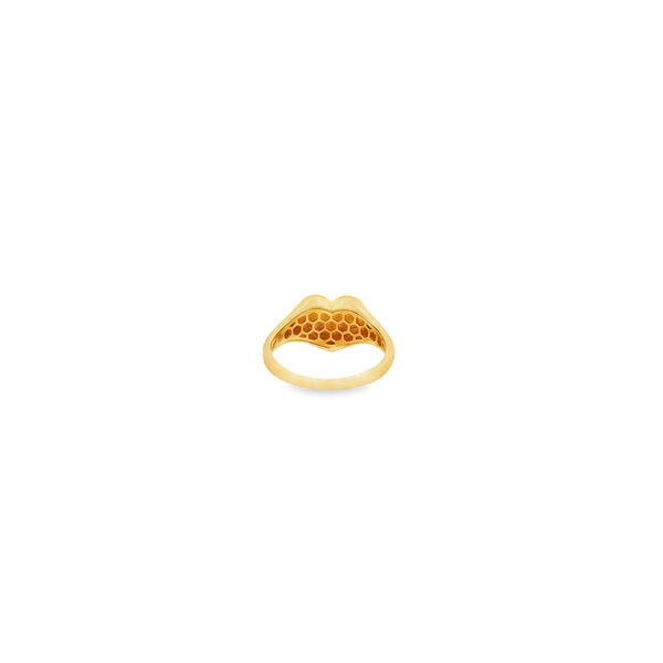 14K Yellow Gold Diamond Cut Polished Heart Ring Size 7