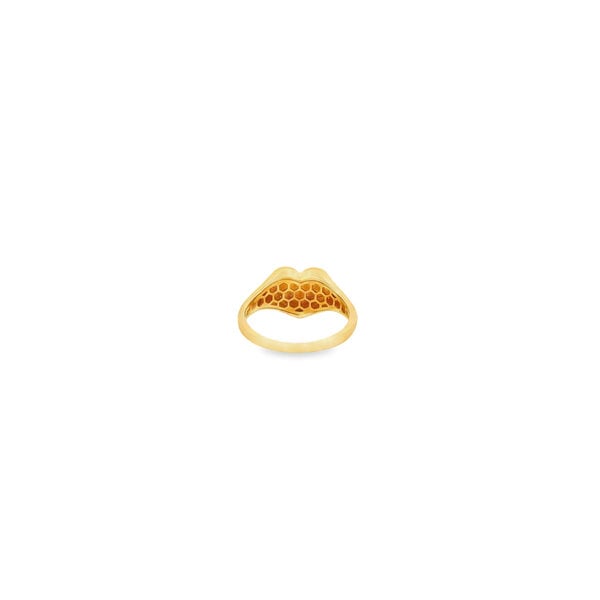Sale 14K Yellow Gold Diamond Cut Polished Heart Ring Size 7
