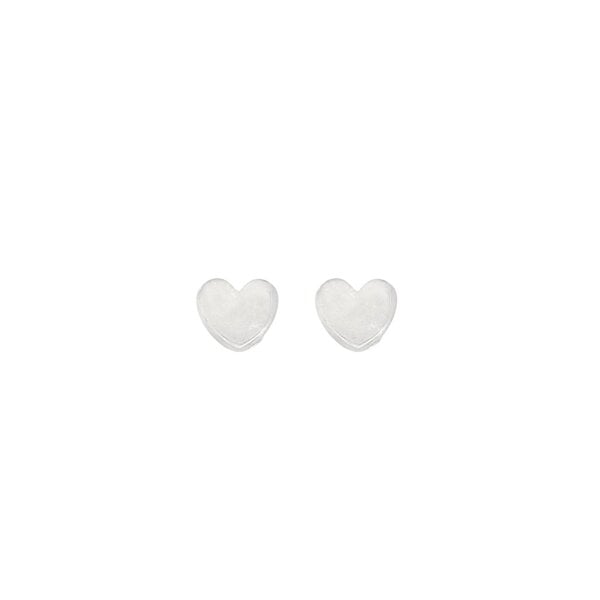 Sale 14K White Gold Button Heart Shaped Stud Earrings