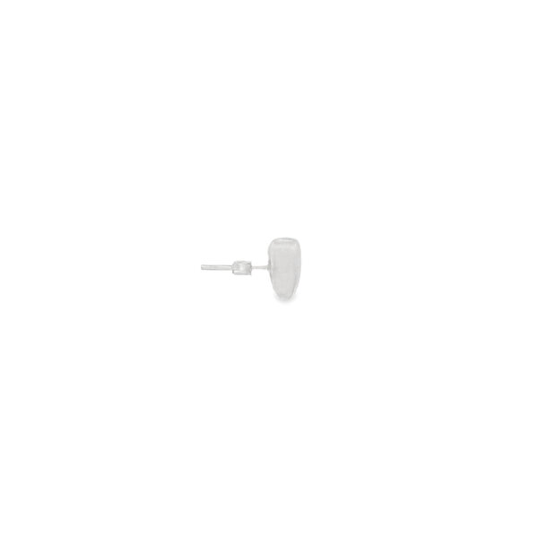 14K White Gold Button Heart Shaped Stud Earrings