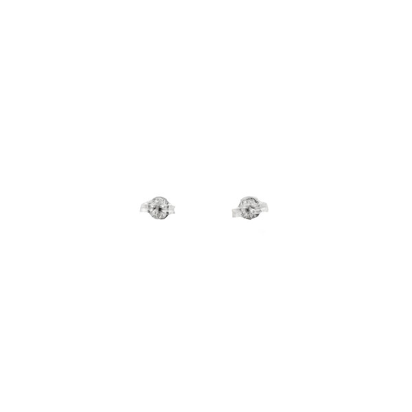 14K White Gold Button Heart Shaped Stud Earrings