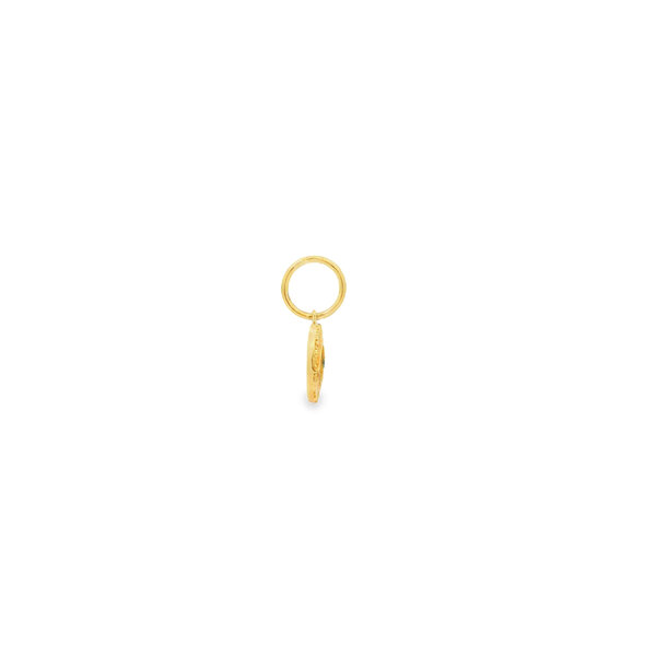Sale 14K Yellow Gold .02ct Emerald & .12ct Diamond Evil Eye Disc Pendant