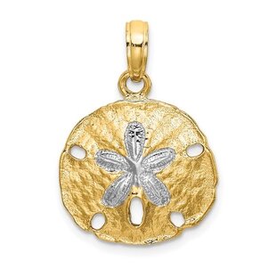 14KYW 24x15mm Textured Sand Dollar Charm