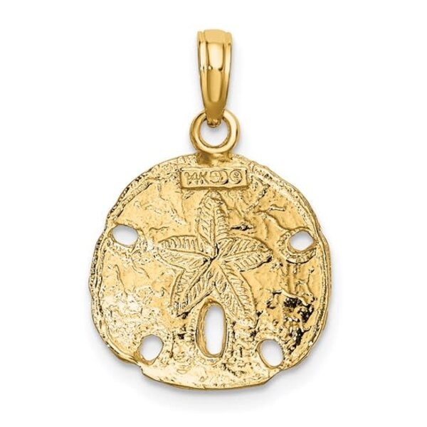 14K Yellow & White Gold 24x15mm Textured Sand Dollar Charm