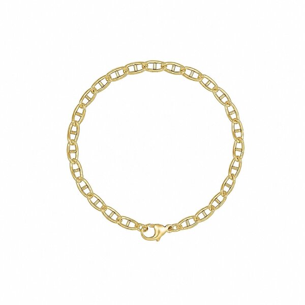 Gold Filled 3.8mm Polished Anchor Chain Link Bracelet 7"