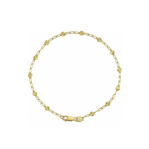Gold Filled 2.5mm Paperclip Starburst Mirror Link Bracelet 7"