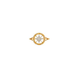 14KYW .04ct Dia Compass Ring Sz 6.5