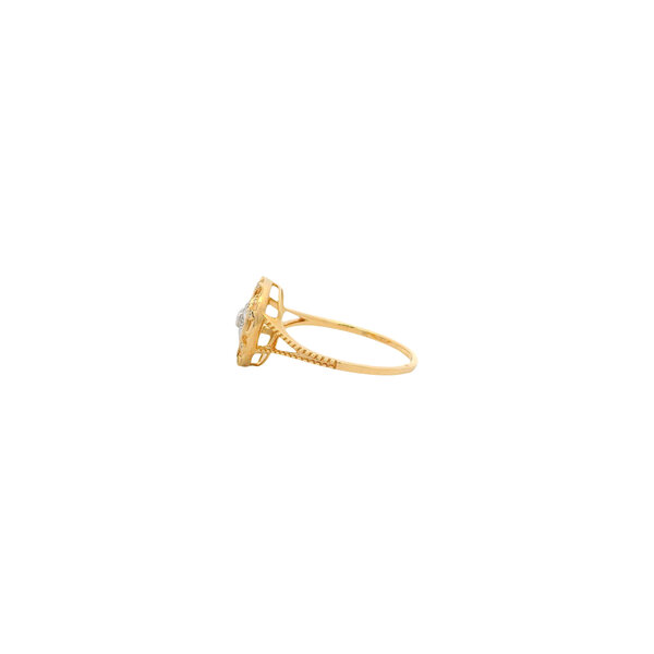 14K Yellow & White Gold .04ct Diamond Compass Ring Size 6.5