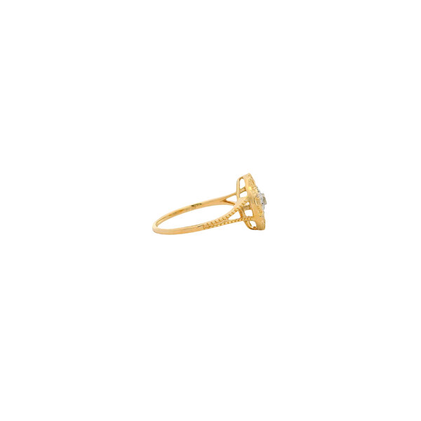 14K Yellow and White .03ct Diamond and .02ct Emerald Compass Ring Size 7