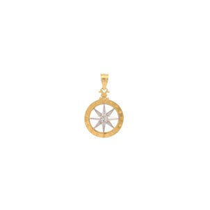 14KYW D/C Compass Rose Pendant