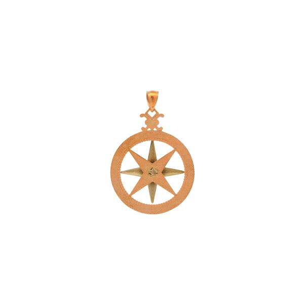 14K Rose & White Gold Diamond Cut Compass Rose Pendant